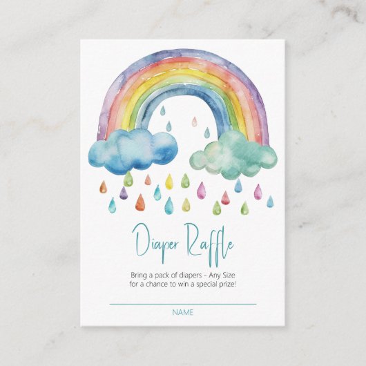 Boho Waterverf Regenboog Luier Raffle Informatiekaartje (Voorkant)