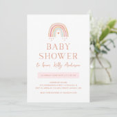 Boho Waterverf Regenboog met harten Baby shower Kaart (Staand voorkant)