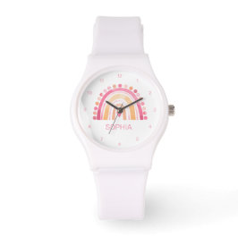Boho Waterverf regenboog roze eWatch Horloge