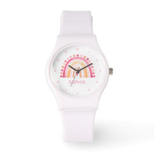 Boho Waterverf regenboog roze eWatch Horloge