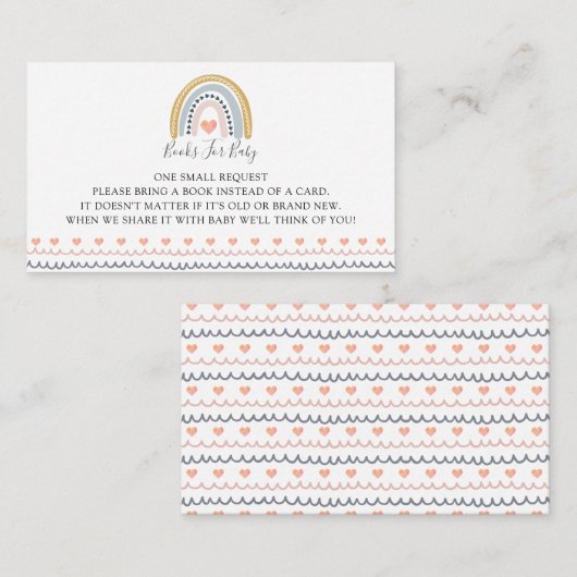 Boho Waterverf regenboogboeken voor Baby Informatiekaartje (Voorkant / Achterkant)