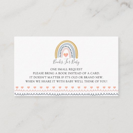 Boho Waterverf regenboogboeken voor Baby Informatiekaartje (Voorkant)