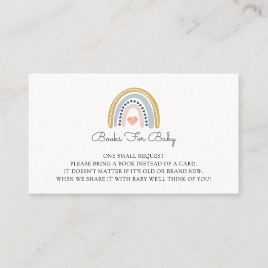 Boho Waterverf regenboogboeken voor Baby Informatiekaartje (Voorkant)
