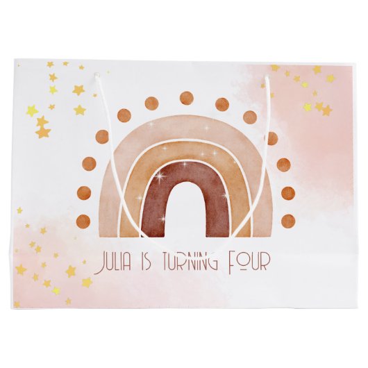 Boho waterverf regenboogdag groot cadeauzakje (Achterkant)