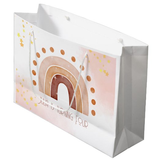 Boho waterverf regenboogdag groot cadeauzakje (Voorkant Gekanteld)