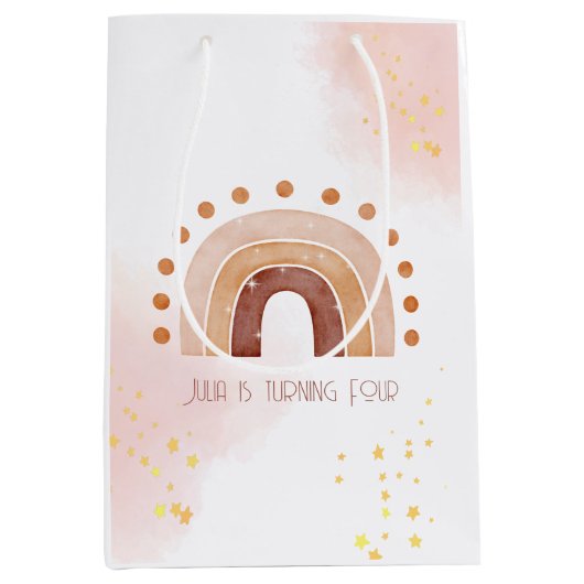 Boho waterverf regenboogdag medium cadeauzakje (Voorkant)