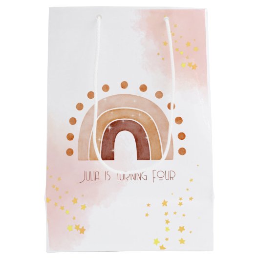 Boho waterverf regenboogdag medium cadeauzakje (Achterkant)