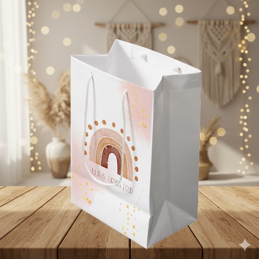 Boho waterverf regenboogdag medium cadeauzakje