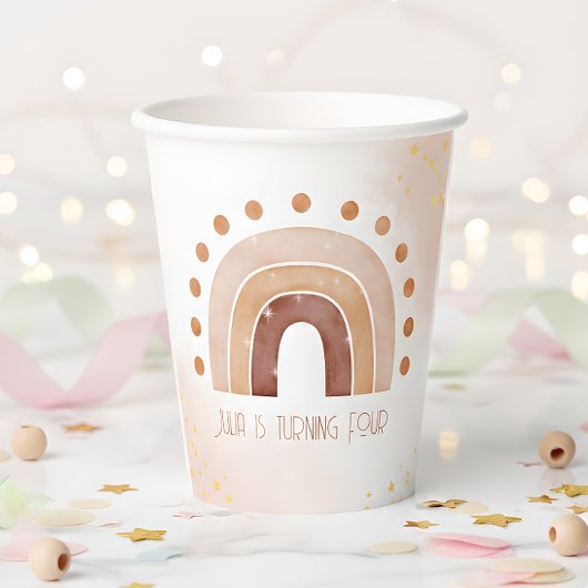 Boho waterverf regenboogdag papieren bekers