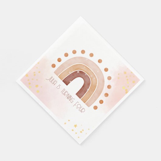 Boho waterverf regenboogdag servet (Hoek)