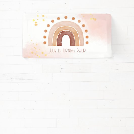 Boho waterverf regenboogdag spandoek (Insitu)