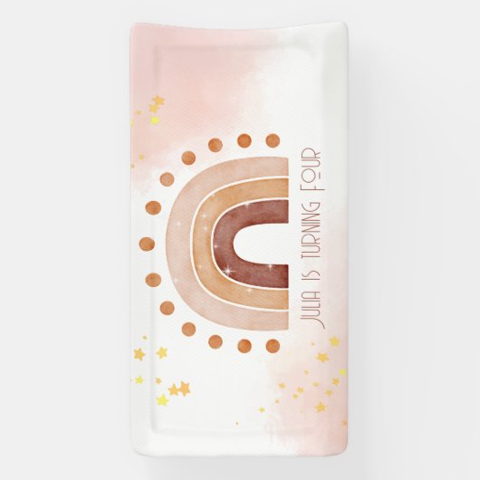 Boho waterverf regenboogdag spandoek (Verticaal)