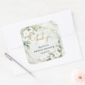 Boho waterverf rode en roze rozen Bruidsdouche Vierkante Sticker (Envelop)