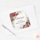 Boho waterverf rode en roze rozen Bruidsdouche Vierkante Sticker (Envelop)