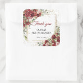 Boho waterverf rode en roze rozen Bruidsmeisje Vierkante Sticker (Tas)