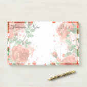 Boho Waterverf rode rozen 10" x 6" Post-it® Notes (Op bureau)