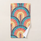 Boho Waterverf Rood Blauwgroen Sinaasappel Regenbo Bad Handdoek (Handdoek)
