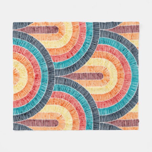 Boho Waterverf Rood Blauwgroen Sinaasappel Regenbo Fleece Deken (Voorkant (Horizontaal))