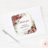 Boho waterverf rood en roze rozen Baby shower Vierkante Sticker (Envelop)