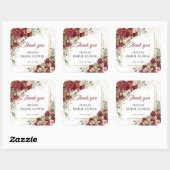 Boho waterverf rood en roze rozen Vrijgezellenfees Vierkante Sticker (Vel)