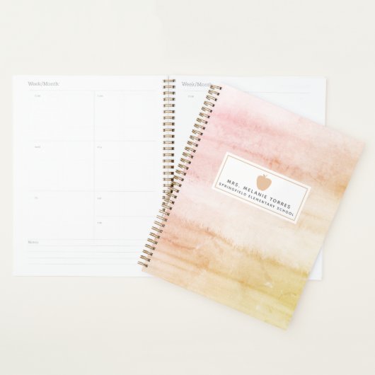 Boho Waterverf Roze Apple Teacher Planner (Display)
