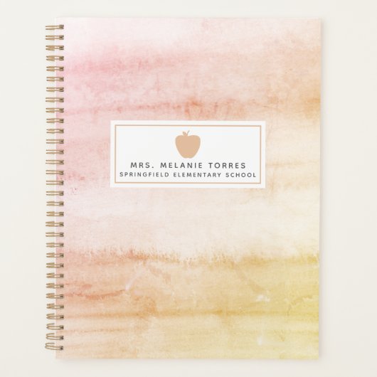 Boho Waterverf Roze Apple Teacher Planner (Voorkant)