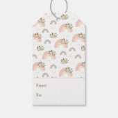 Boho Waterverf Roze Bloemen Regenboog Gift Label Cadeaulabel (Voorkant)