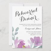 Boho Waterverf Roze Bloemen Repetitie Diner Kaart (Voorkant)