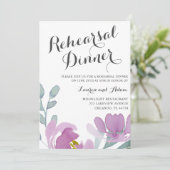 Boho Waterverf Roze Bloemen Repetitie Diner Kaart (Staand voorkant)