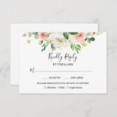 Boho Waterverf Roze Blosems Bruiloft RSVP Kaartje (Voorkant / Achterkant)