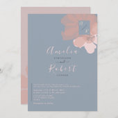 Boho Waterverf Roze Dusty Blue Wedding Kaart (Voorkant / Achterkant)