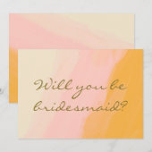 Boho Waterverf Roze Gele Bridesmaïde Voorstel (Voorkant / Achterkant)