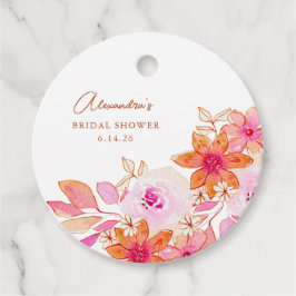 Boho Waterverf Roze Oranje Flowers Vrijgezellenfee Bedankjes Labels