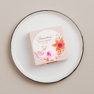 Boho Waterverf Roze Oranje Flowers Vrijgezellenfee Ronde Sticker