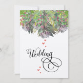 Boho Waterverf Roze Paarse Groene Floral Wedding Kaart (Achterkant)