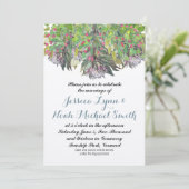 Boho Waterverf Roze Paarse Groene Floral Wedding Kaart (Staand voorkant)