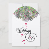 Boho Waterverf Roze Paarse Groene Floral Wedding Kaart (Achterkant)