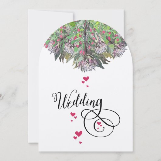 Boho Waterverf Roze Paarse Groene Floral Wedding Kaart (Achterkant)