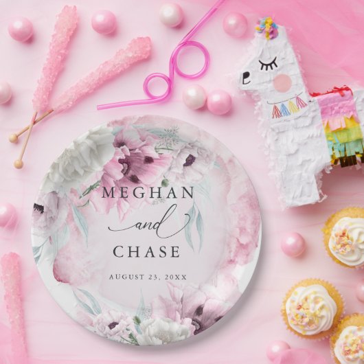 BOHO Waterverf Roze Papierpapier Bord (Feest)