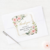 Boho waterverf roze rozen Bruidsdouche Vierkante Sticker (Envelop)