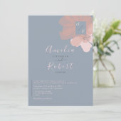 Boho Waterverf Roze Stofblauwe Trouw Kaart (Staand voorkant)