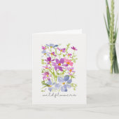 Boho Waterverf Roze Wilde Bloem Notitiekaart (Voorkant)