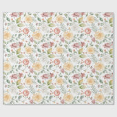 Boho  Waterverf Rozen en groen Cadeaupapier (Vlak)