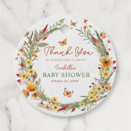 Boho Waterverf rustieke Wildbloemen Baby shower Bedankjes Labels