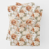 Boho waterverf salie groen en terracotta rozen inpakpapier vel (In situ)