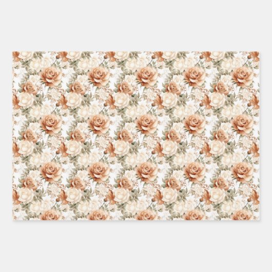 Boho waterverf salie groen en terracotta rozen inpakpapier vel (Voorkant)