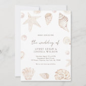 Boho Waterverf Seashells Parels Nautische bruiloft Kaart (Voorkant)