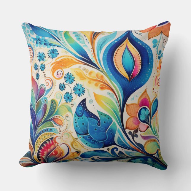 Boho Waterverf Sierkussen (Voorkant)
