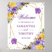 Boho Waterverf Spring Flowers Gold Lijst Wedding Poster (Voorkant)