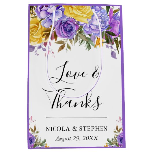 Boho Waterverf Spring Flowers Wedding Medium Cadeauzakje (Voorkant)